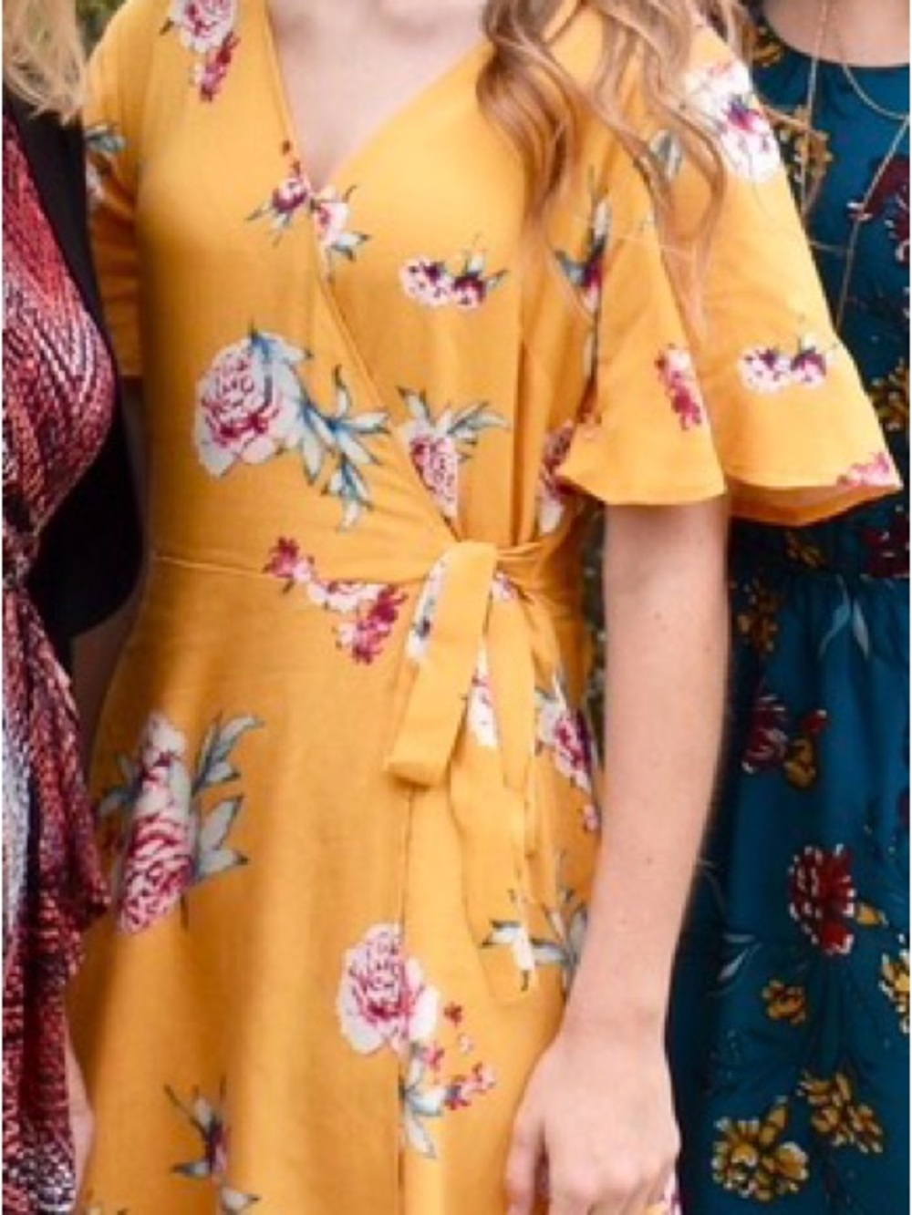 Yellow Floral Wrap Dress